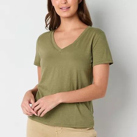 Photo 1 of A.n.a Womens V Neck Short Sleeve Adaptive T-Shirt, X-large, Green