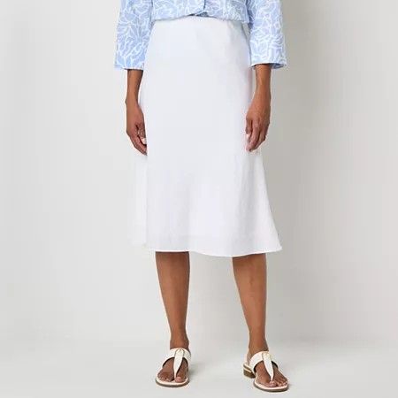 Photo 1 of Liz Claiborne Womens Mid Rise MIDI a-Line Skirt-Tall, Medium Tall, White