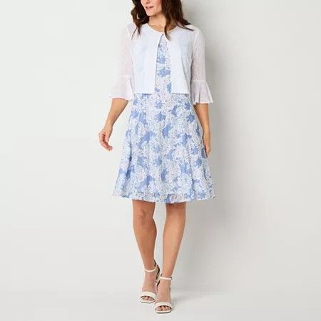 Photo 1 of Perceptions Womens Paisley Jacket Dress, Large, Blue