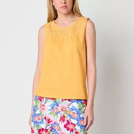 Photo 1 of St. John's Bay Womens Tall Round Neck Sleeveless Tank Top, Large Tall, Yellow