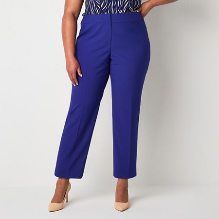 Photo 1 of Black Label by Evan-Picone Womens Classic Fit Straight-Plus Suit Pants, 14w, Blue
