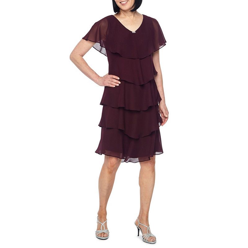 Photo 1 of S. L. Fashions Short Sleeve Tiered Party Dress, 4, Purple