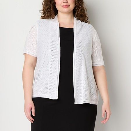 Photo 1 of Perceptions Womens Short Sleeve Shrug Plus, 1x, White