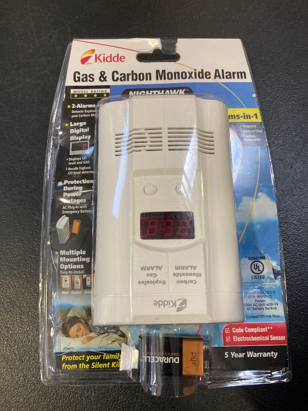 Photo 1 of Kidde Carbon Monoxide Detector, Propane, Natural, Methane, & Explosive Gas Alarm, Plug-In Wall with 9-Volt Battery Backup, Digital LED Display