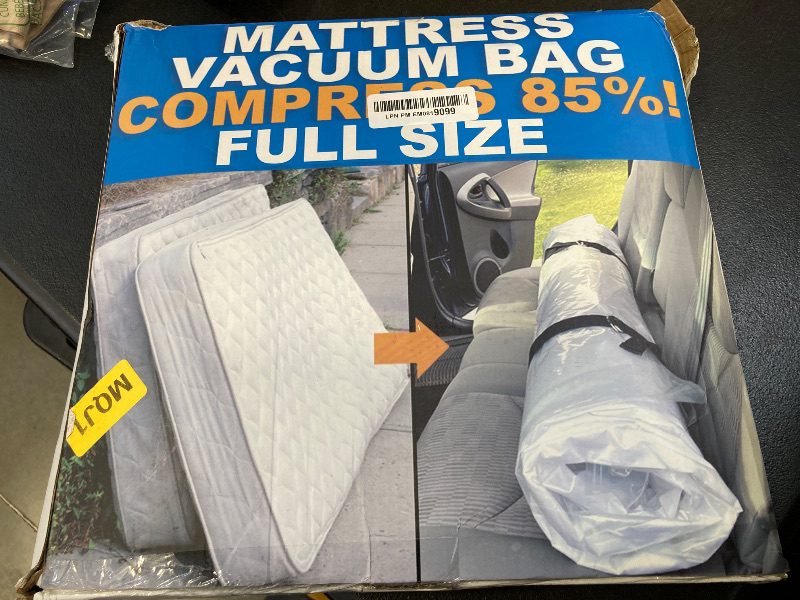 Photo 1 of Mattress Vacuum Bag for Moving, Vacuum Seal Mattress Bag for Memory Foam or Inner Spring Mattresses, Compression and Storage for Returns, Leakproof Valve and Double Zip Seal (Full)