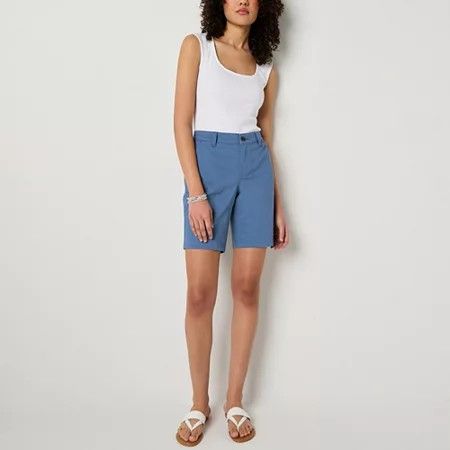 Photo 1 of A.n.a Women's 9" Mid Rise Chino Short, 6, Blue
