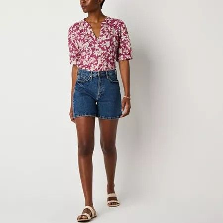 Photo 1 of A.n.a Relaxed Women's High Rise Denim Short, 4 Petite, Blue
