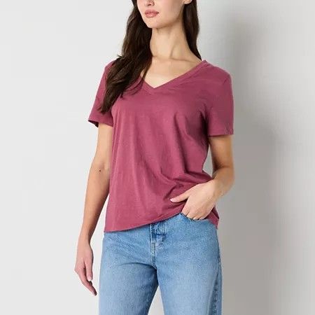 Photo 1 of A.n.a Women's V Neck Short Sleeve T-Shirt, Small, Pink
