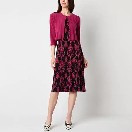 Photo 1 of Danny & Nicole Women's Damask MIDI Jacket Dress, Small, Red
