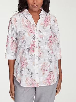 Photo 1 of Alfred Dunner Estate Of Mind Women's 3/4 Sleeve Blouse - XL