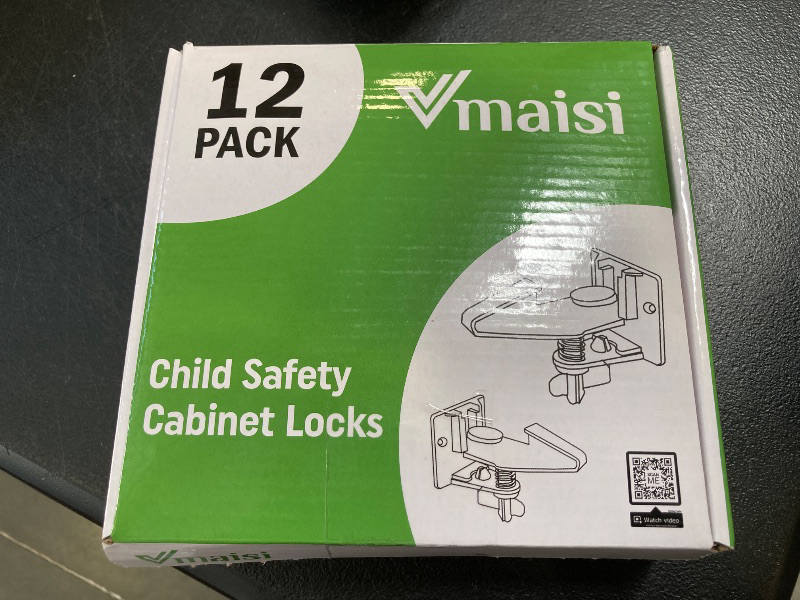 Photo 1 of 12 Pack Cabinet Locks Child Safety Latches - Vmaisi Baby Proofing Cabinets Drawer Lock with Adhesive Easy Installation - No Drilling or Extra Screws (White)