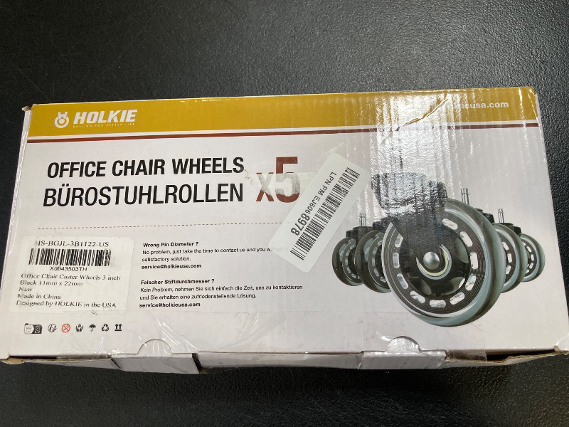 Photo 1 of HOLKIE Office Chair Wheels Roller Blade Caster Rubber Replacement for Office 11x22mm Transparent 3 Inch, Desk Rolling Set of 5 for Hardwood Floors Gaming Chair Wheels Smooth & Silence Gliding