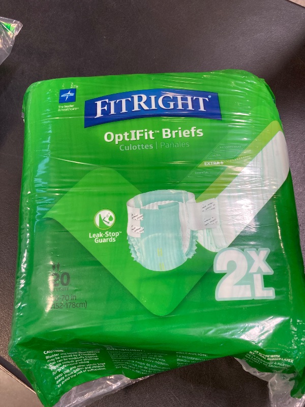 Photo 1 of FitRight Extra+ OptiFit Heavy Absorbency Adult Diapers, FSA/HSA Eligible,20 Count, Waist Size 60"-70",2XL, Incontinence Briefs for Men and Women, Disposable, Moisture Wicking, Leak Protection
