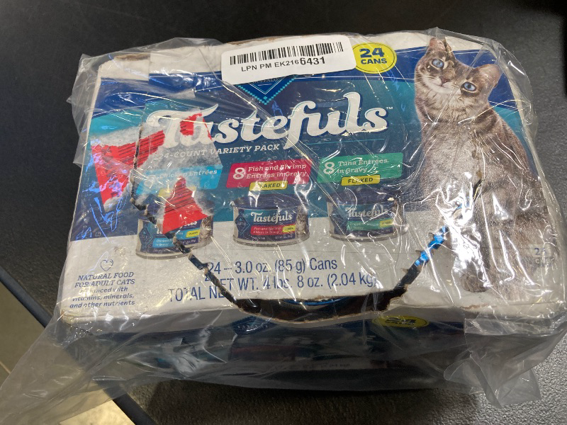 Photo 1 of Blue Buffalo Tastefuls Natural Flaked Wet Cat Food Variety Pack, Tuna, Chicken and Fish & Shrimp Entrées in Gravy 3-oz Cans (24 Count)