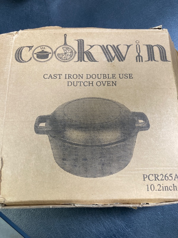 Photo 1 of 2-in-1 Dutch Oven, Cast Iron Dutch Ovens, Dutch Oven Pot,5.5 Quart Cast Iron Pots, Pre-Seasoned Dutch Oven with Pans Set, All-in-One Cookware Set for camping lodge or RV