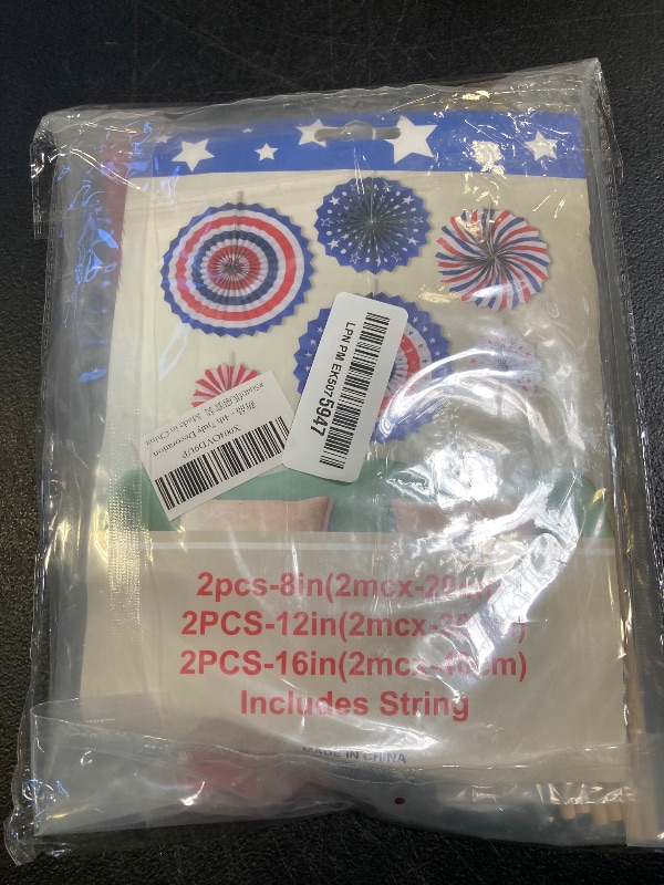 Photo 1 of 32PCS 4th of July Patriotic Decorations Red White Blue Paper Fans USA Flag Pennant Star Streamer Pom Poms Hanging Swirls For Veterans Labor Presidents Flag Memorial Day Indoor Outdoor Outside