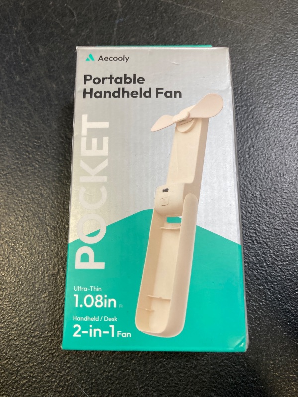 Photo 1 of Aecooly Slim Portable Fan, Thin Handheld Fan, USB Rechargeable Mini Personal [24H Max Cooling Time], Battery Powered Small Foldable Pocket for Travel, Summer, Gifts for Women, Girls -Beige