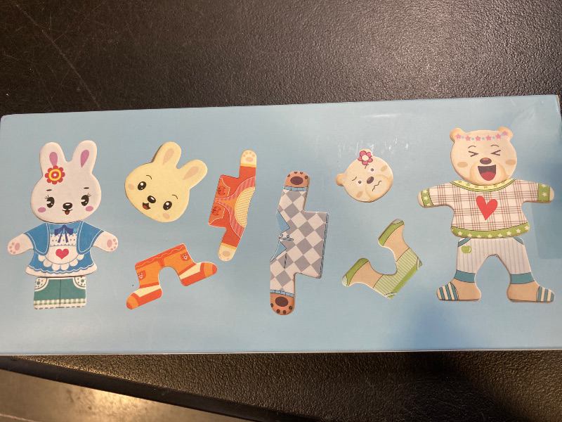 Photo 1 of LilyBeauty Wooden Jigsaw Bear Family Puzzle Box, Dressing Puzzles Toys, Dress-up Puzzle Set?72 pcs) (Mixed)