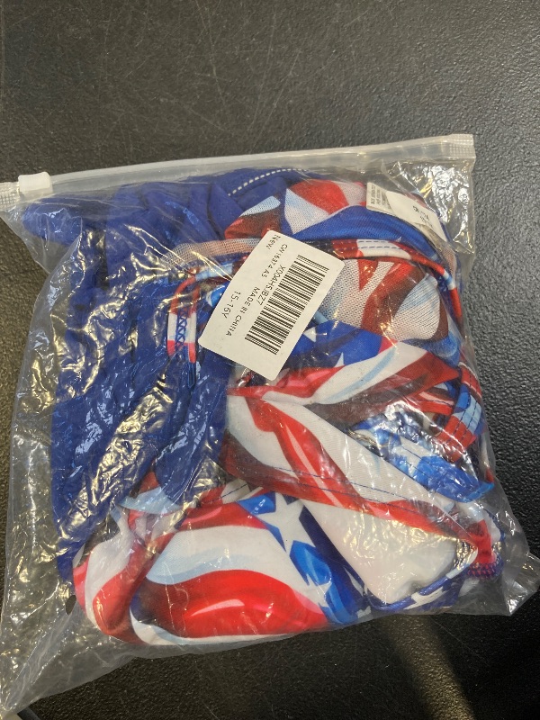 Photo 1 of Girls 4th of July Bikini Swimsuit, Girls Swimsuits Size 14-16 V-Neck Twist Cross Adjustable Straps Bathing Suits Dark Blue Swimming Bottom 3 Pieces American Flag Swimwear with Cover Up