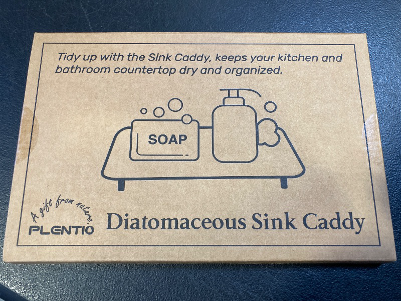 Photo 1 of Plentio 4PCS Quick-Drying Soap Tray for Bathroom Counter, Diatomaceous Earth Stone Drying Tray with Fast Absorption, Multi-Purpose Water Absorbing Stone for Kitchen & Bathroom, Dark Gray