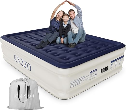 Photo 1 of Air Mattress Queen with Built-in Pump, Blow Up Mattress with Soft Flocked Top, Leakproof Inflatable Mattress, Foldable Waterproof Air Bed for Home, Guests, Camping, with Storage Bag