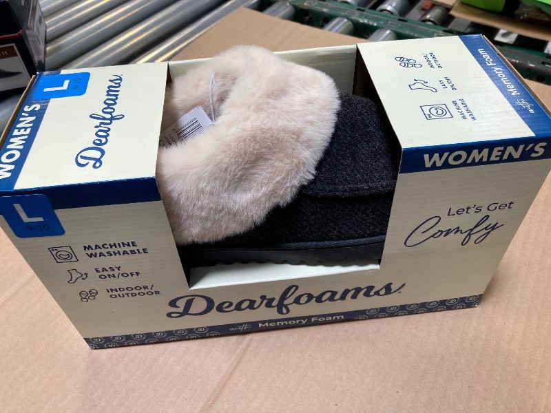 Photo 1 of Dearfoams Ladies' Slipper with Memory Foam (Black, US Footwear Size System, Adult, Women, Alpha, Medium, Large)