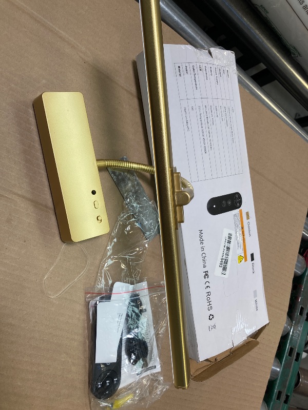 Photo 1 of Picture Light, 15.35inch Wireless Picture Lights for Wall Rechargeable, 5400mAh Battery Wall Light with Remote, 3 Color Art Lighting for Paintings with Timer and Dimmable for Display, Gallery (Gold)