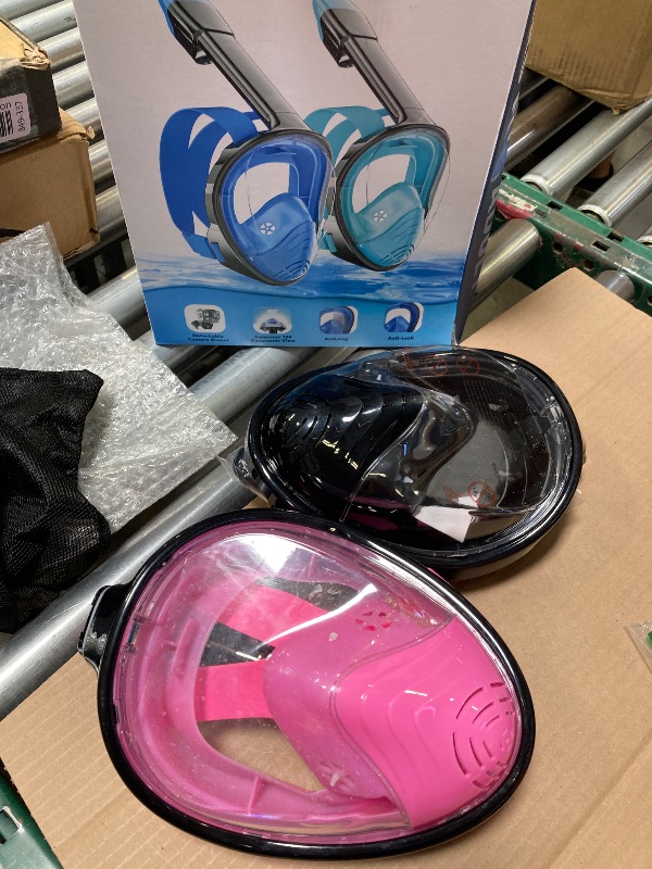 Photo 1 of QingSong Full Face Snorkel Mask for Adults, Snorkeling Gear with Camera Mount, 180 Degree Panoramic View Snorkel Set Anti-Fog Anti-Leak