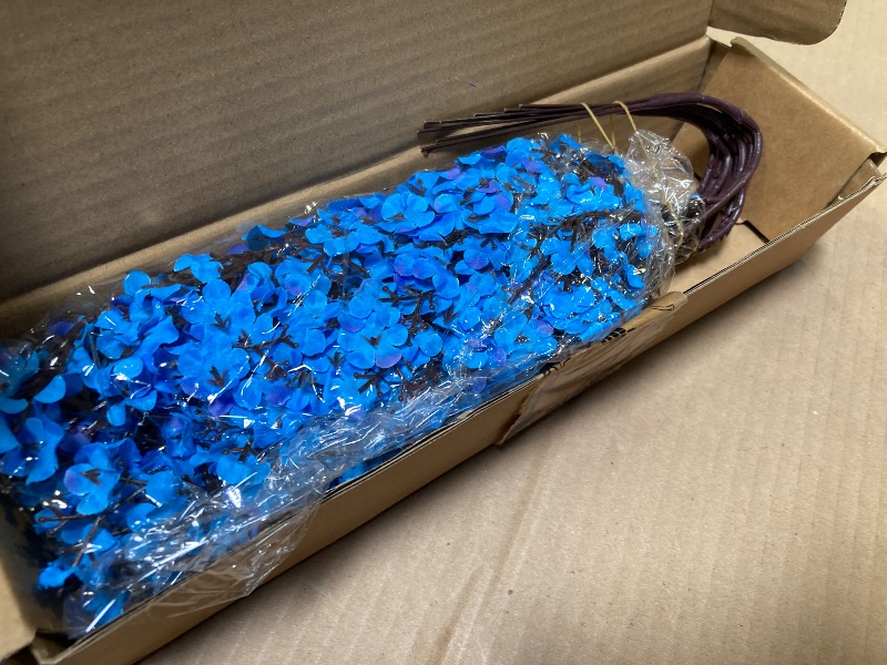 Photo 1 of HIAGROW 8Pcs Artificial Flowers Fake Babys Breath Bouquet,Blue Fake Flowers Plants Decor Silk Flower Bulk for Vase Spring Home Wedding Indoor Outdoor Table Party Decorations