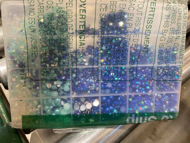 Photo 1 of 9000Pcs Flatback Pearls and Rhinestones for Bedazzling, Blue Series Mixed Size
