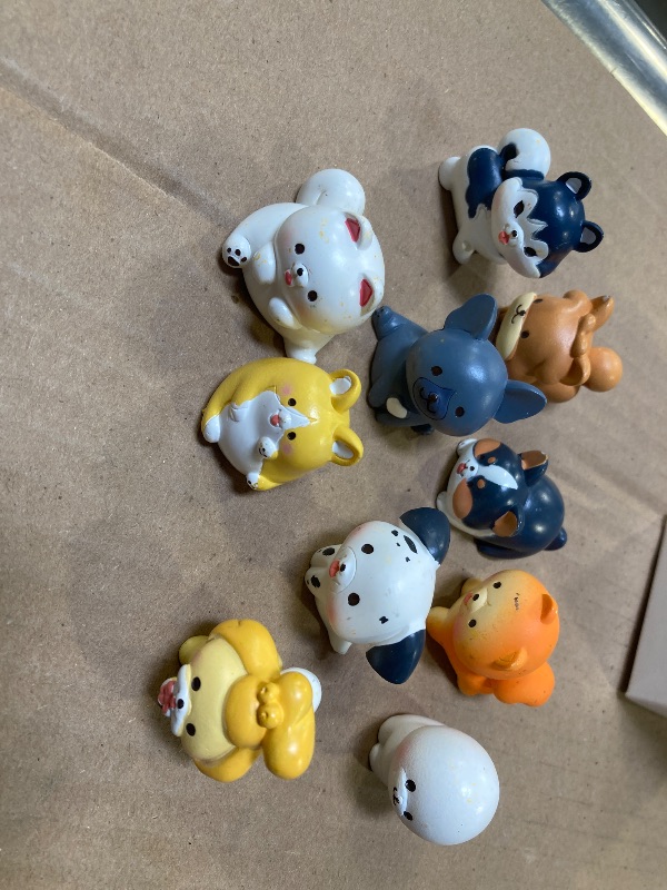 Photo 1 of 10 Pieces Cute Dog Figurines Set Mini Resin Dog Toy Figures Puppy Party Decorations Cake Cupcake Toppers for Home Garden Birthday Party Plant Pots Decor