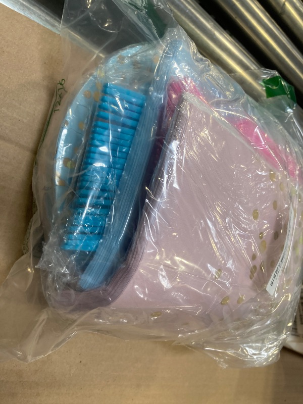 Photo 1 of OBUSATT 192PCS Gender Reveal Party Supplies Baby Shower Party Tableware Gender Reveal Plates and Napkins Plastic Forks Boys Girls Blue and Pink Paper Plates for Baby Shower Wedding Birthday 48 Guests