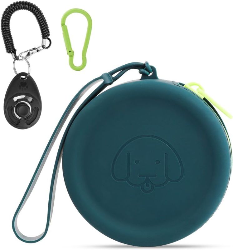 Photo 1 of WALLFID Silicone Dog Treat Pouch Small Bag,with Pet Training Clicker,Walking Bag for Dog and Cat, Pocket Size, Easy to Clean, Odorless, Zipper Design,Moisture-Proof,Travel Walking Bag. 