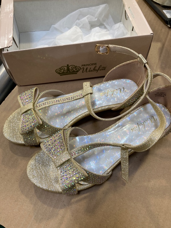 Photo 1 of Walofou Big Kid Toddler Little Kid Dress up Princess Party Sandals Champagne Flower Shoes (3001 Champagne 3)