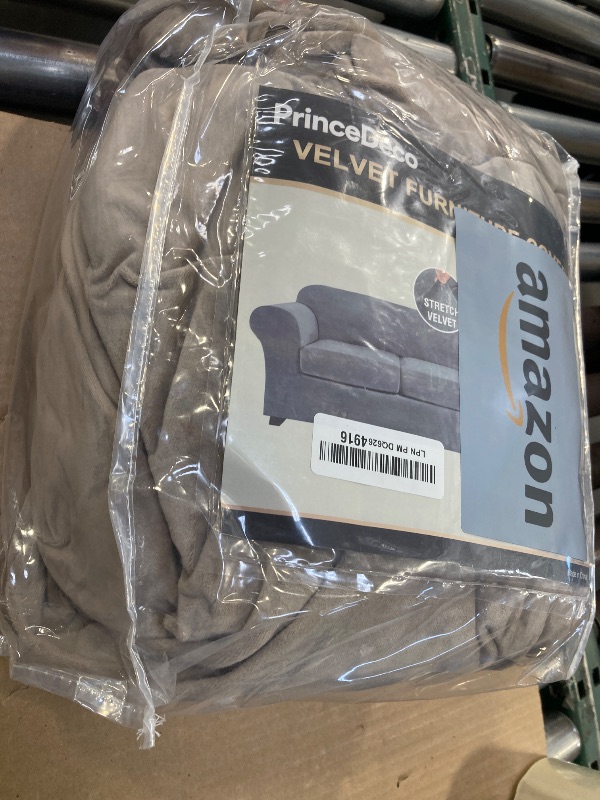 Photo 1 of PrinceDeco Velvet Couch Cover Loveseat Covers for 2 Cushion Couch 3 Piece Sofa Covers for Dogs Washable Loveseat Covers Width Up to 72 Inch No Slip Stretch Sofa Slipcover(Medium, Taupe)
