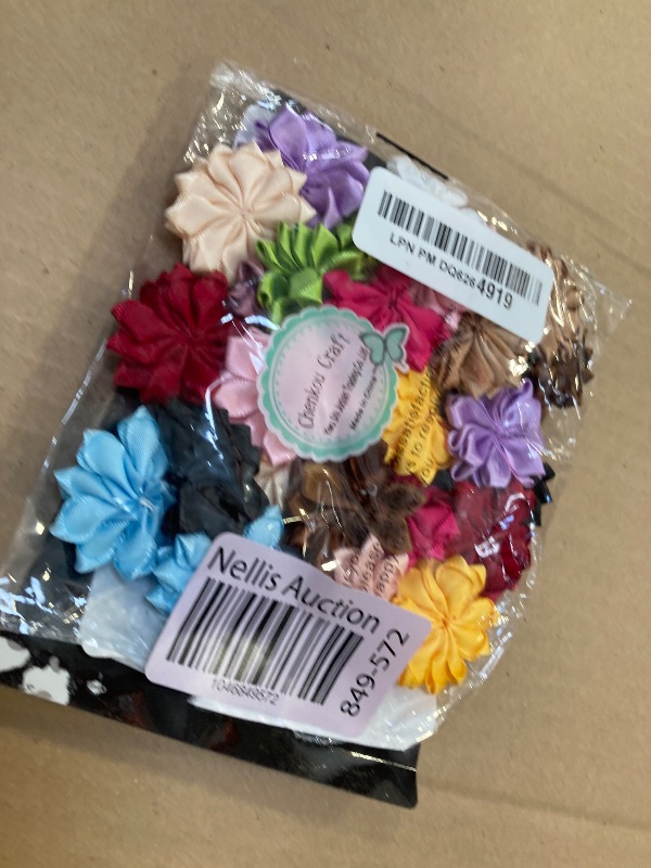 Photo 1 of Chenkou Craft 28pcs (1 1/2") 40mm Mix Ribbon Flowers Bows Crafts Sewing Appliques Wedding Decor (Flower(A0214))