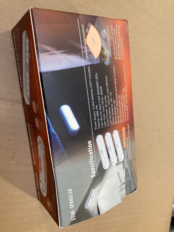 Photo 1 of STAR-SPANGLED 3 Pack 7” Motion Sensor Lights Indoor Battery Operated, Stick on LED Light for Closet, Stairs, Under Cabinet, Cool White