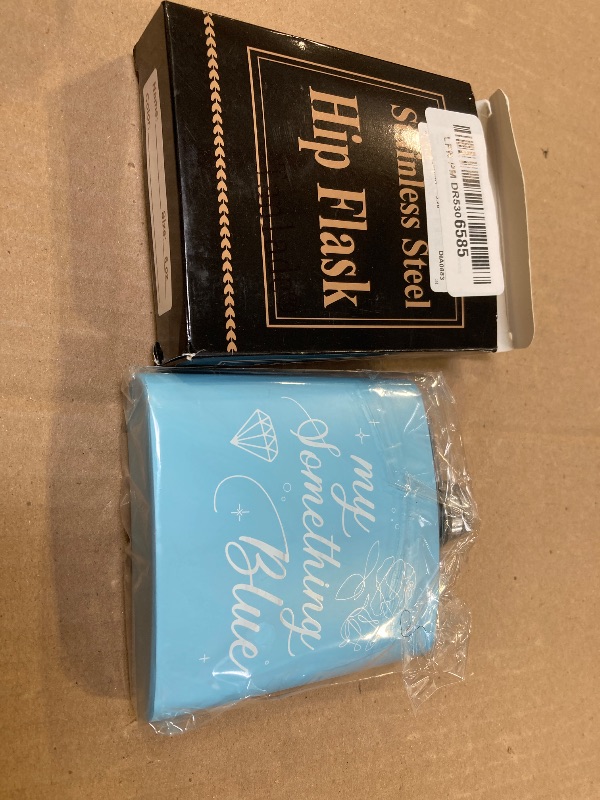 Photo 1 of Tanlade Bride Flask 6 oz My Something Blue Gift for Bride Funny Blue Liquor Alcohol Flask with Powder Coated for Bachelorette Wedding Party Supplies