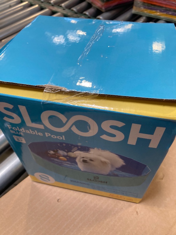 Photo 1 of Sloosh Foldable Dog Kiddie Pool - Portable Hard Plastic Doggie Swimming Pool, Anti-Slip Collapsible Pets Bath Tub Suitable for Kids Indoor Outdoor Backyard Use (32" x 8", Blue)