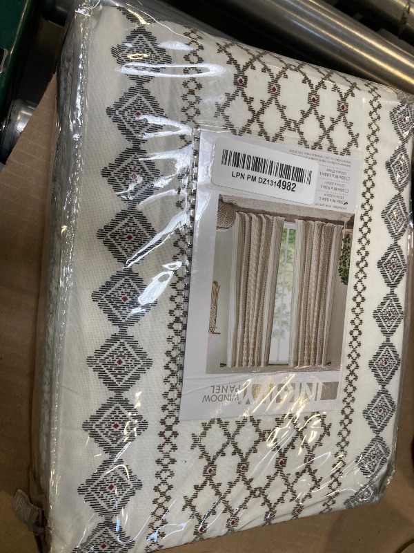 Photo 1 of INK+IVY Imani 100% Cotton SINGLE PANEL Curtain Tufted Chenille Stripe Geometric Print Mid-Century Look Rod Pocket Top Drape for Living Room, Privacy Window Treatment for Bedroom, 50" x 84", Ivory