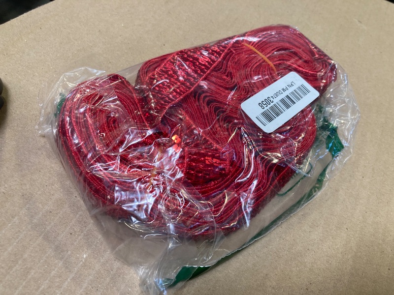 Photo 1 of 20 Yards 5 Rows Crafts Sequin Flat Glitter Stretch Bling Paillettes Fabric Ribbon Metallic Applique Trim Lace for Dress Embellish Headband Dancing Costume Stage Garments Decoration (red)