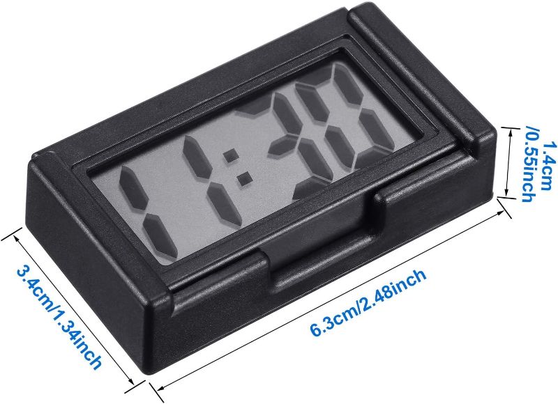 Photo 1 of Frienda 4 Pieces Mini Digital Clock Small Magnetic Digital Clock Stick on Battery Operated Self Adhesive Bracket for Car Dashboard Fridge (Black)