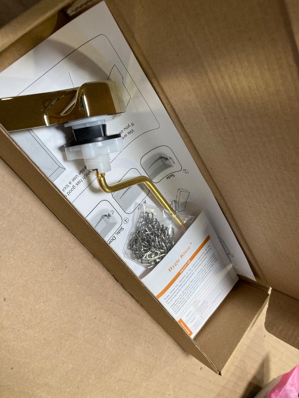 Photo 1 of 1pc---Hygie Rinse  Universal Side Mount Toilet Handle Replacement Kit Compatible with Kohler K-GP30324-CP/Glacier Bay Toilet with Flapper Chains, Metal Toilet Flusher Lever, Shiny Gold