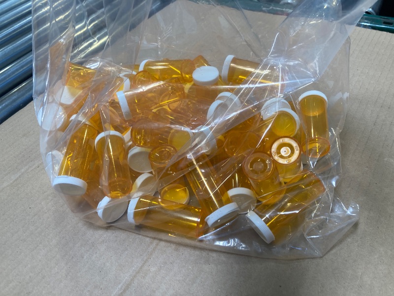 Photo 1 of Juvale Empty Pill Bottles with Caps for Prescription Medication, 8-Dram Plastic Medicine Containers (Orange)