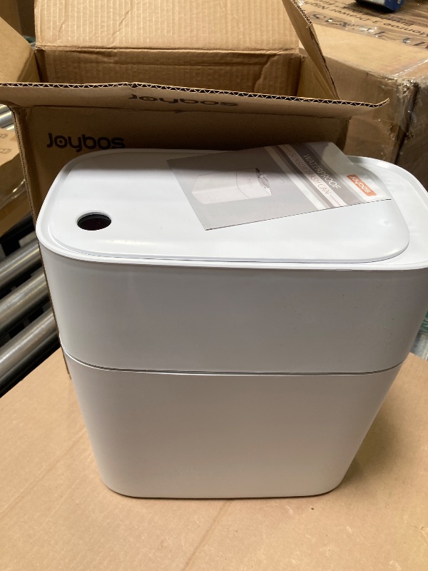Photo 1 of JOYBOS Trash Can with Lid Automatic Garbage Can, 3.8 Gallon Slim Small White Plastic Smart Trash Bin, Narrow Motion Sensor for Bedroom, Bathroom, Toilet Office