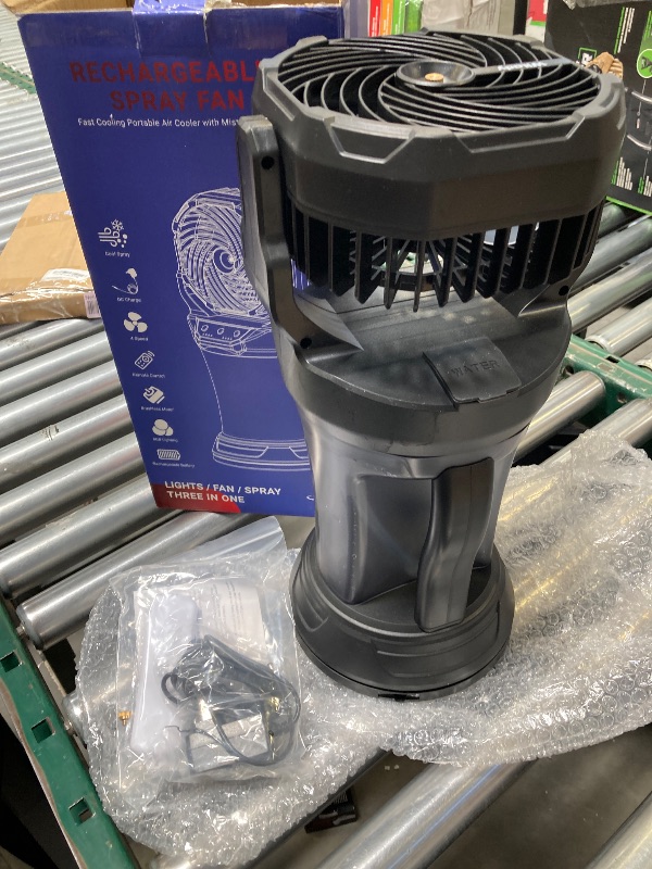 Photo 1 of Misting Fan Portable Camping Fan 42800mAh Battery Powered with Remote Control, RGB Ambient Light with 2L Bucket, Battery Indicator, 120° Auto Oscillating, Timing Function, Grip Handle