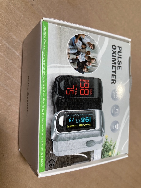Photo 1 of Fingertip Pulse Oximeter Blood Oxygen Saturation Monitor Pulse Ox, Heart Rate and Fast Spo2 Reading Oxygen Meter with OLED Screen Included Lanyard and 2 X AAA Batteries