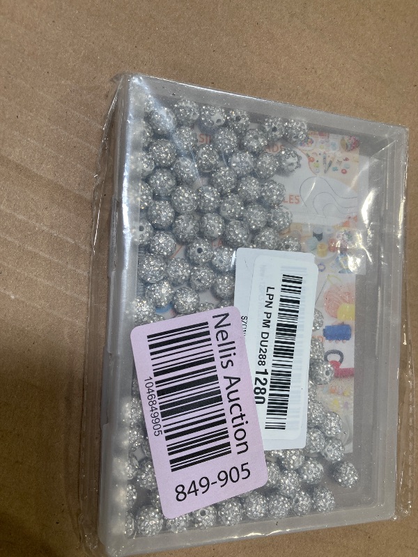 Photo 1 of  FIVEIZERO Rhinestone Beads for Jewelry Making, 10mm Crystal White Shiny Round Sparkle Crystal Clay Beads Bulk Sparkly Baseball Necklace Beads for Bracelets and DIY Crafts