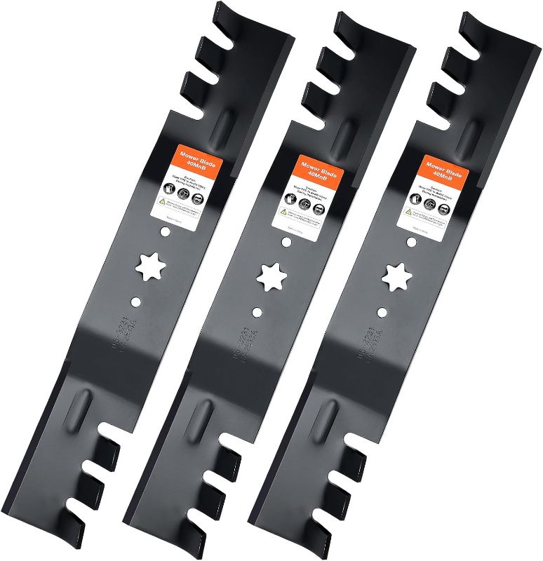 Photo 1 of 54 Inch Mower Blades for MTD Cub Cadet 742-0677 942-0677 RZT54 RZT-S54 SLT1554 GT1554 LGT1054 GT1054 GTX1054 T310 54''Deck Lawn Mower (Toothed Mulching)
