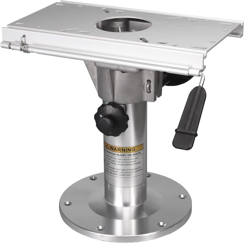Photo 1 of Adjustable Aluminum Boat Seat Pedestal 14-20 Inch Height with Slide, Locking Mechanism, Silver Matte Brushed Finish, Ideal for Fishing Boats and Marine Vessels
